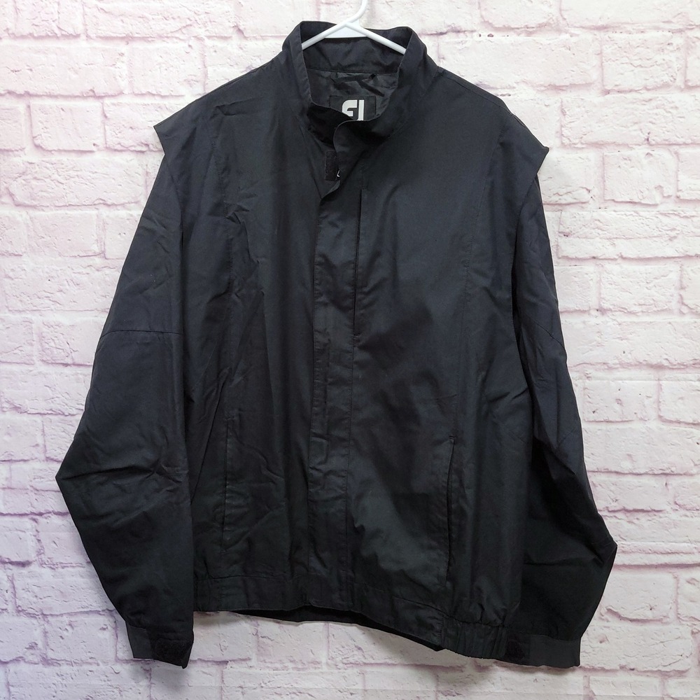 FootJoy DryJoys Black Golf Rain Jacket Men L Waterproof Utility Outdoor Techwear